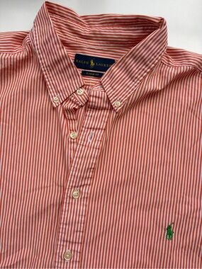 Ralph Lauren Men's Orange and White Striped Button-Down Shirt
2XLT Classic Fit